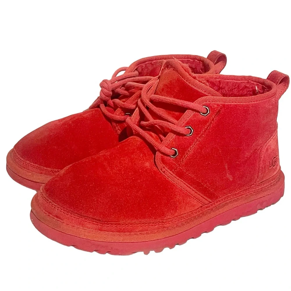 UGG Mens Size 6‎ Neumel Samba Red Suede Sheep Wool Ankle Boots